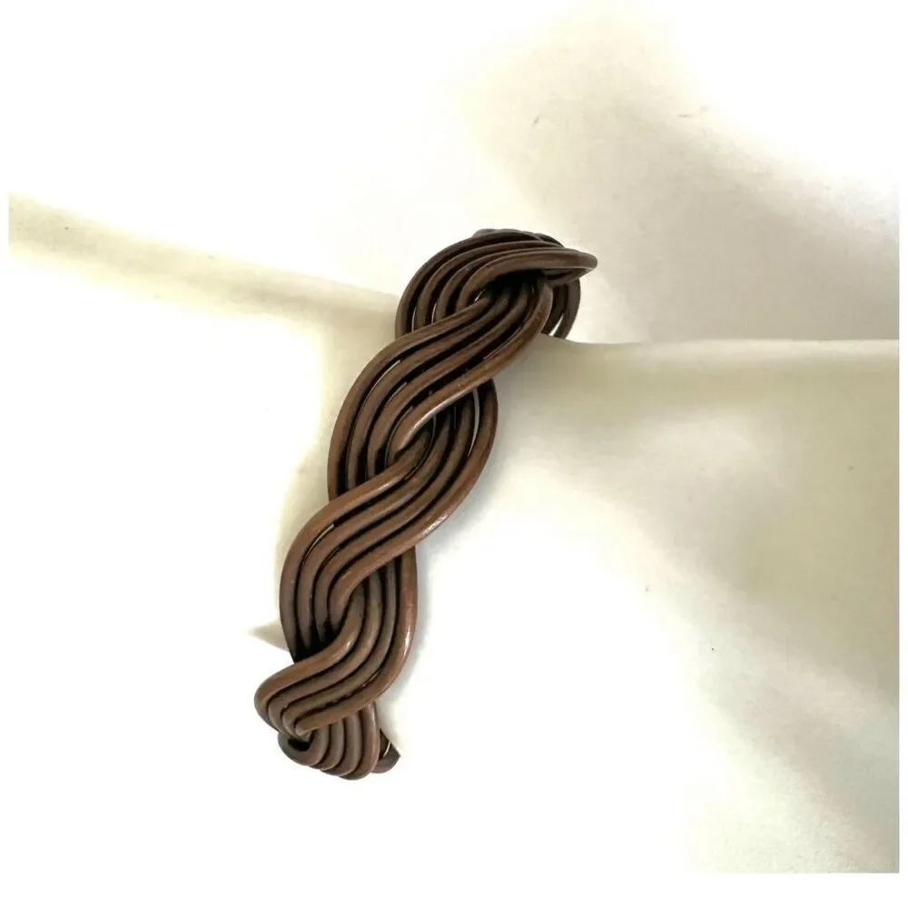 copper braided open cuff unisex  vintage bracelet